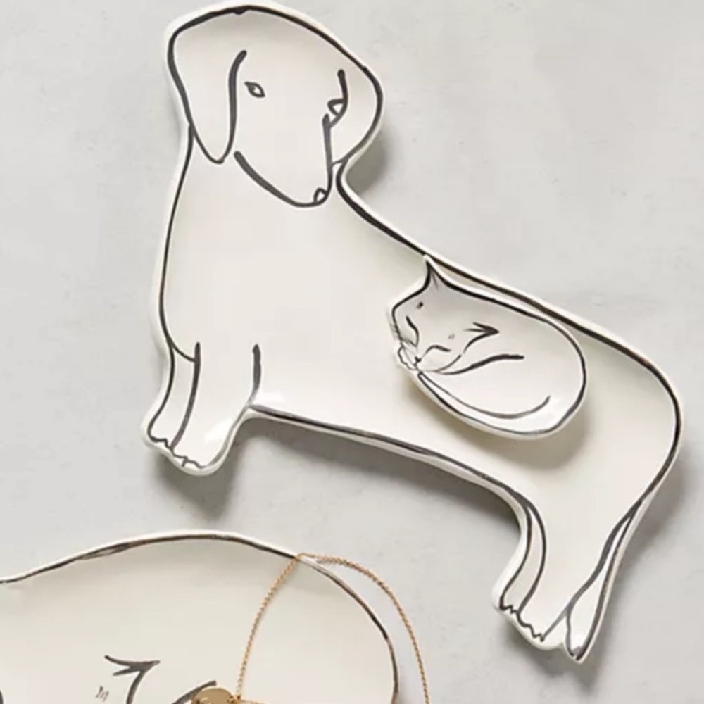 🐩Anthropologie Pet Study Trinket Dish Dachshund Dog Leah Reena Goren Ceramic - Picture 2 of 16